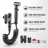 Ensemble de pulvérisateur de bidet mural avec valve en laiton, kit de nettoyage de toilettes portatif pour hôtels et appartements
