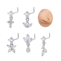 Perhiasan Tubuh Xinfocus, Anting Hidung Gantung dari Baja Anti Karat, Perhiasan Tindik Hidung Bentuk L, Perhiasan Tubuh Fashion untuk Wanita dan Pria