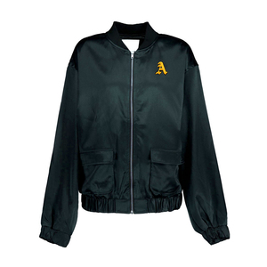 Chaquetas de bombardero de satén para mujer a la moda, prendas de vestir exteriores brillantes y ligeras suaves para ropa de calle y todos los días - Product Image 1