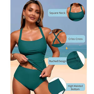Tankinis <b>Swim</b> Set Comfortable Stretch Fabric for Pool Swimming and Vacation Wear - Product Image 2