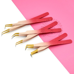 Custom Free Logo Diamond Grip Eyelash Extension Tweezers Sustainable Moon Curved Tweezer Fiber Tip Hand Tested Nonslip <b>Tool</b> - Product Image 1