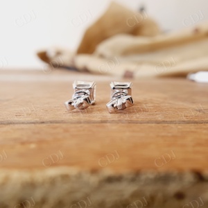 Latest Asscher Cut Moissanite Stud <b>Earrings</b> Customized 14KT White Gold Jewelry for Women Fashion From India Manufacturer - Product Image 6