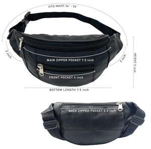 Sac bandoulière en cuir véritable Sac ceinture de poitrine à la mode avec fermeture à glissière - Product Image 1