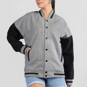 Oem/ODM mùa đông mặc phong cách thả Vai bóng chày Varsity áo khoác hot bán thời trang dạo phố Heavyweight cao đẳng Áo khoác cho phụ nữ - Product Image 4