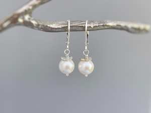 Classique 925 en argent Sterling bijoux de mode faits à la main perle d'eau douce naturelle pierres précieuses boucles d'oreilles plaqué or mariages mignons - Product Image 2