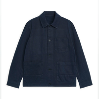 Blouson Bomber Homme en Twill Polyester/Coton de Haute Qualité, Broderie Logo Personnalisée, Manches Longues, Col en V Enduit, Saison Hiver, OEM