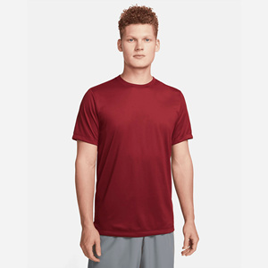 T-shirt rouge de fitness pour hommes-Tissu jersey doux, 100% polyester, coupe décontractée, tour de cou côtelé - Product Image 1