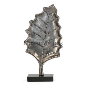 Accent de feuille d'argent avec base Sculpture de feuille d'aluminium coulé à la main Articles décoratifs Événements Décoration intérieure de vacances Artisanat - Product Image 4