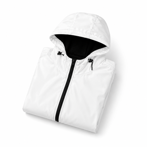 <b>Men's</b> <b>White</b> Hooded Canvas Puffer Jacket Breathable Windproof Zipper Closure Casual Spring <b>Coat</b> Polyester Filling OEM Service - Product Image 4