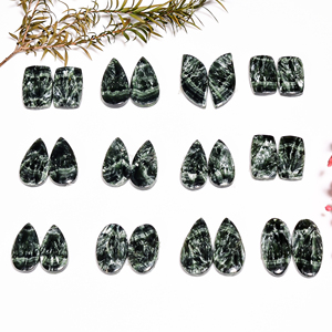 Paire de séraphinite naturelle Cabochon de quartz Tailles personnalisables en vrac Exportateur indien Pierres précieuses en vrac pour la fabrication de bijoux - Product Image 5