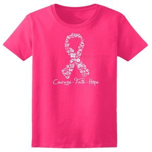T-shirts de sensibilisation au cancer du sein, impression numérique unisexe, couleur et logo personnalisés, coupe classique, polyester/coton, service OEM - Product Image 4