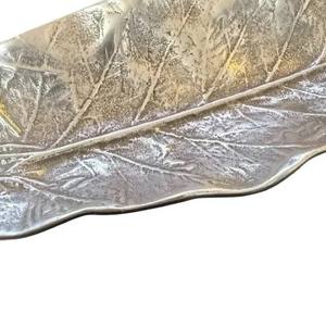Plateau de service en forme de feuille d'argent, plat en aluminium, décoration de la maison, cadeau de mariage, design unique, centre de table brillant - Product Image 4