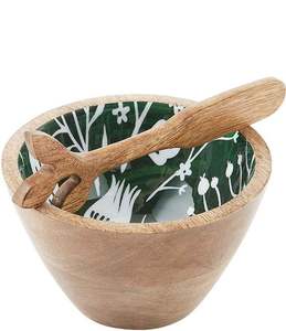 Mango de madera con dos juegos de cucharas Calcomanía Impresión de resina Cuenco personalizado Utensilios de cocina de alta calidad Cuenco para servir - Product Image 3