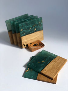 Natural Wooden Resin <b>Coaster</b> Set Artisan Crafted <b>Heat</b> Resistant Premium Quality Luxury Style Custom Colors Square Shape Home - Product Image 3