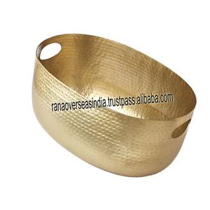 Super Quality Hammered Metal Beverage <b>Ice</b> Tub With Handle & Golden Polished Customized Shape & Size at Sale Price - Product Image 3