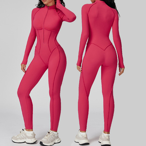 New Design Zipper Long Sleeves <b>Leggings</b> Fitness Yoga Clothes Set Workout Wear One Piece Yoga Sports Jumpsuit <b>For</b> <b>Women</b> - Product Image 1