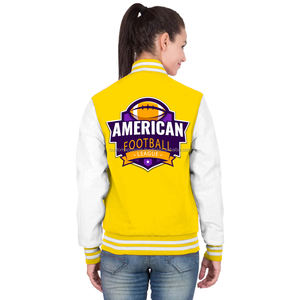 Chaqueta universitaria de algodón con logotipo personalizado Chaqueta universitaria de calle Premium para mujer - Product Image 4