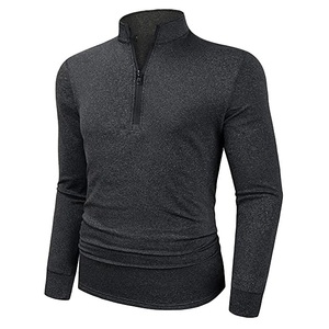 Jersey de manga larga con cremallera de cuarto catiónico para hombre, Camiseta deportiva elástica suave para correr para hombre, envío DDP - Product Image 3