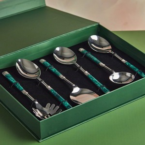 Ensemble de couverts en acier inoxydable écologique de qualité supérieure à bas prix, 6 pièces, couleur verte, pour les fêtes, design élégant - Product Image 6