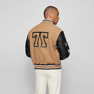 Streetwear Varsity Jacket Unisex Warm <b>Quilted</b> Lining <b>Wool</b> Fabric Leather Sleeves Casual Fashion Outer Jacket - Product Image 4