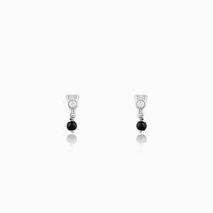 Pendientes de Moda de Circonia Plateada Negra que Ofrecen un Brillo Contemporáneo y Elegante para Uso Diario y Fiestas - Product Image 1