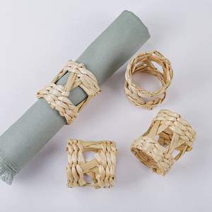 แหวนใส่ผ้าเช็ดปากจากผักตบชวาธรรมชาติ ขายดี ชุดแหวนหรูหราสำหรับใส่ผ้าเช็ดปากสำหรับรับประทานอาหาร - Product Image 5