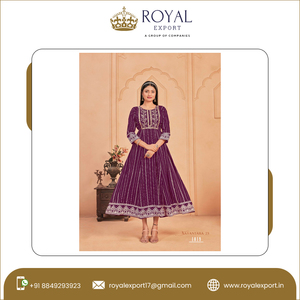 Indian Heavy Rayon Flair Kurti/Vestido con Multi Gold Foil Print Bordado Traje de boda de proveedor indio - Product Image 4