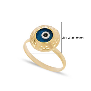 Anillo de diseño de ojo turco de forma redonda, joyería de plata de ley 925 hecha a mano turca al por mayor - Product Image 2