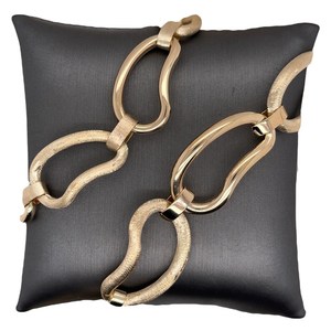 Collar de cadena de eslabones de remolino chapado en oro amarillo de 14K, joyería de moda de estilo Vintage Unisex con trabajo de acabado dorado mate y brillante - Product Image 3