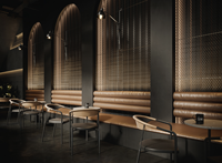 Comptoir de café moderne de style forêt pour centre commercial Meuble de magasin Table de comptoir de café Kiosque à café Forme ronde