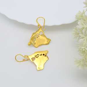 Pendientes Colgantes de Estilo Moderno con Mapa de la Isla de Hawái en Oro, Pendientes Grandes de Latón con Diseño de Isla Hawaiana para Mujer, Venta al por Mayor - Product Image 5
