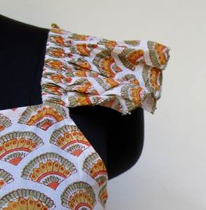 Dernières tendances robe longue en coton imprimé cachemire pour femmes robe longue trapèze jaune safran-robes longues bohème à manches longues ensembles d'articles - Product Image 1