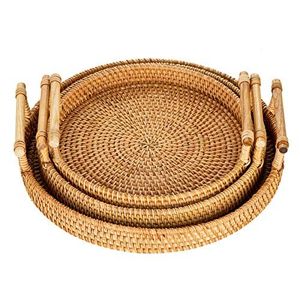 Proveedor de bandeja de servicio de ratán Diseño creativo Plato de diseñador hecho a mano Clásico Elegante Bandeja de ratán al por mayor - Product Image 1