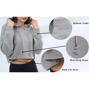 Sweat-shirts à capuche décontractés surdimensionnés pour femmes de haute qualité avec étiquette personnalisable et design de haut court - Product Image 5