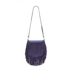 Sac à bandoulière en cuir de vache Cobalt peint à la main avec rabat et ailes de colombe XL cuir véritable nouvelle saison fronde Lapis Lazuli pierre entourant - Product Image 2