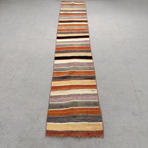 2x10.9 ft Rug, Vintage Turkish Rug, <b>Brown</b> Kilim <b>Wool</b> Rug - Product Image 1