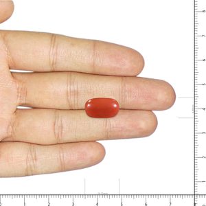 พลอยสังเคราะห์สีขาวคุณภาพสูง 7.86 กะรัต ขนาด 8 มม. ขัดเงา พร้อมปะการังสีแดง - Product Image 3