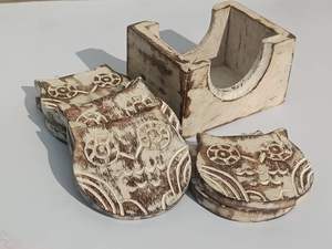 Posavasos de diseño de búho con soporte para bebidas-Posavasos de cóctel decorativos de mesa de té y café resistentes al calor y al calor de 6 piezas - Product Image 6