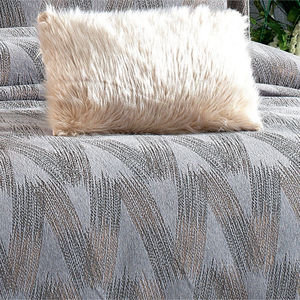 Guzide CAPRICE Modern 4-Piece Grey 100% Chenille Striped Yarn Dyed Woven Bedspread Set King Size Home Use <b>Bed</b> <b>Cover</b> From Turkey - Product Image 4