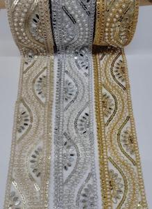 Authentic Hand Embroidered Polyester Metallic Lace Trim Beads Eco-Friendly Business Style Floral Pattern Customized Color - Product Image 2