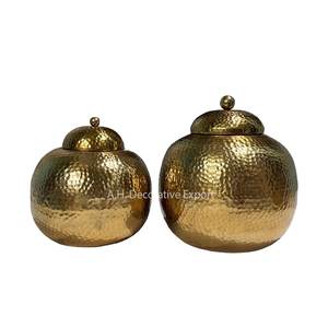 Jarrón Dorado de Última Moda para Decoración de Mesa, Diseño Nuevo, Macetas Metálicas con Tapa, Jarrones Decorativos Martillados para Dormitorio - Product Image 5