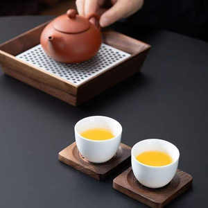 Wholesale OEM ODM Round Square Walnut <b>Bamboo</b> Coaster Set Custom Beer Drink Wooden Coasters With Holder - Product Image 4