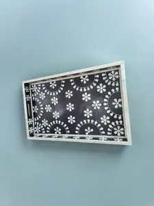 Plateau de service en bois MDF de taille personnalisée de haute qualité avec incrustation d'os de nacre au design moderne pour une utilisation décorative alimentaire à la maison - Product Image 2