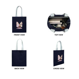 กระเป๋าโท้ทลายผีเสื้อพร้อมซิปปิด ตกแต่งด้วยงานปัก ทำจากผ้าแคนวาสและโพลีเอสเตอร์ สำหรับใช้งานได้หลากหลายในชีวิตประจำวัน - Product Image 2