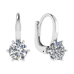 Elegantes Pendientes de Aro con Corte Redondo y Diamantes Finos de 0.30 Ct, Diamantes Cultivados en Laboratorio en Platino, para Regalo de Novia - Product Image 2
