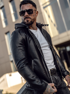 Chaqueta de Cuero PU para Hombre al por Mayor, con Cierre, Cuello Alto, Estilo Moderno, Talla Personalizada, Tinte Liso, para Primavera y Otoño - Product Image 3