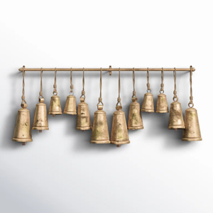 AK ระฆังโลหะทองเหลืองสำหรับตกแต่งคริสต์มาสชุดโบราณ12ชิ้นพร้อมเชือกแขวนที่ไม่เหมือนใครสำหรับเครื่องประดับคริสต์มาส - Product Image 4