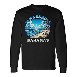 T-Shirt a Maniche Lunghe Souvenir di Vacanza da Nassau Bahamas, Prodotto Promozionale - Product Image 2