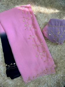 Georgette douce indienne de qualité supérieure pour femmes, tenue de fête imprimée ombragée, tenue traditionnelle, saree fantaisie teint d'Inde - Product Image 3