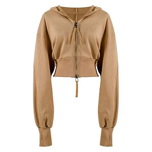 เสื้อครอปแบบมีซิปของผู้หญิงเสื้อครอปผ้าฝ้ายโพลีเอสเตอร์ทำจากฝรั่งเศส - Product Image 6